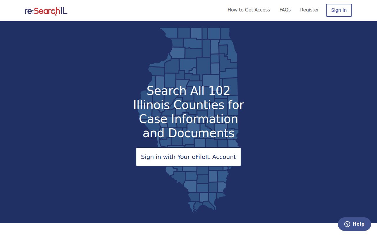 Official re Search IL statewide court document repository login page