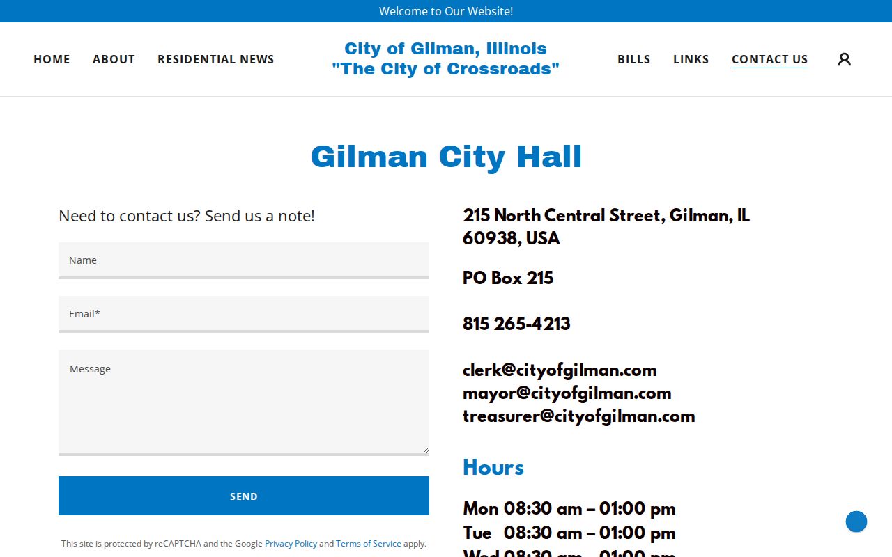 Gilman criminal records City Clerk contact route