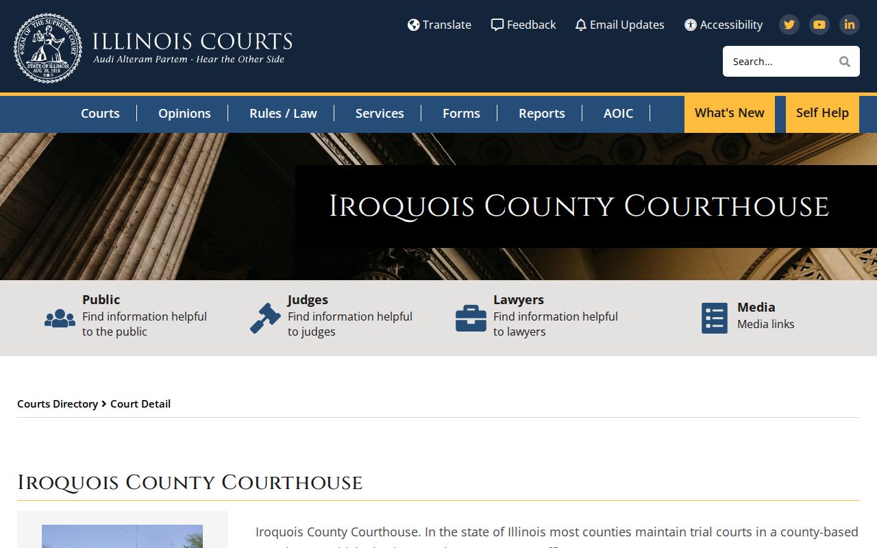 Iroquois County criminal history courthouse directory