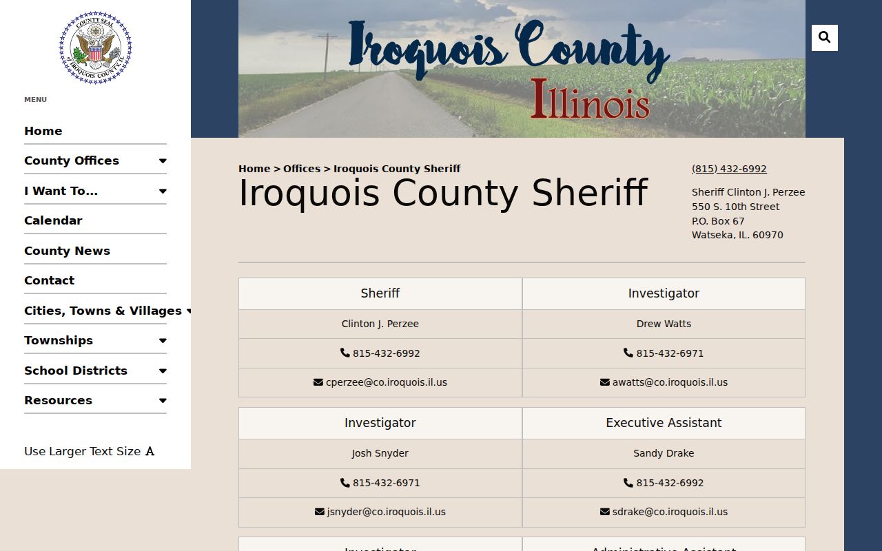 Iroquois County arrest and criminal record sheriff contacts